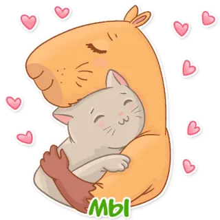 💑 Мы kapibara, kucing, hati, persahabatan, cinta, lucu telegram sticker