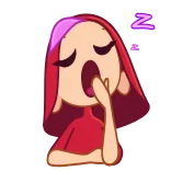 🥱 만화, 졸린, 피곤한, 하품, 빨간 머리 telegram sticker