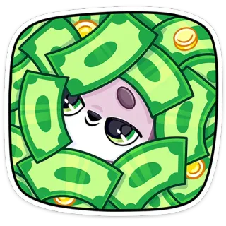 💰 pieniądze, gotówka, waluta, dolary, bogactwo, finanse, kreskówka, postać telegram sticker