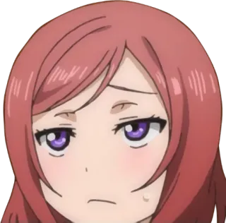 😒 Maki Nishikino Love Live! Аниме, Мультфильм, Милый, Лицо, Персонаж, Маки Нишикино, Love Live telegram sticker