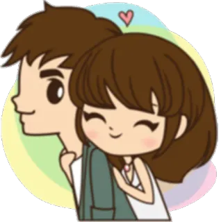 💕 couple, love, cartoon, hug, cute whatsapp sticker