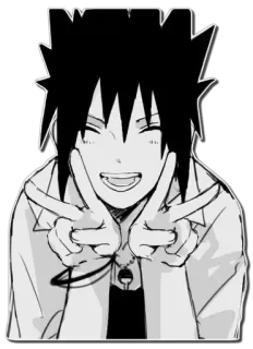 ✌ Sasuke Uchiha Naruto anime, Sasuke, Uchiha, Naruto, znak pokoju, kreskówka, postać telegram sticker