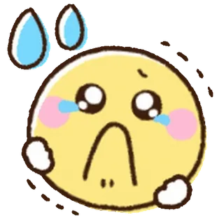 ⭐ triste, emoji, llorando, lagrimoso, amarillo, dibujos animados telegram sticker