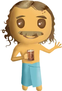 🍺 cartone animato, personaggio, birra, asciugamano, baffi, uomo telegram sticker