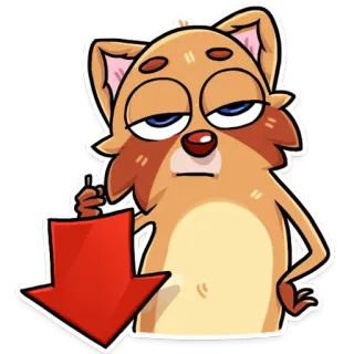 ⬇️ rakun, panah bawah, kartun, stiker, meme telegram sticker