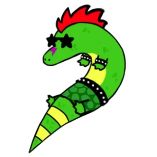 😐 Cartoon, Reptil, Krokodil, Rockstar, Punk, Tier, Sonnenbrille whatsapp sticker