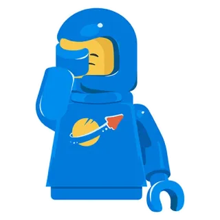 🤦‍♀️ lego, astronot, luar angkasa, mainan, figur, kartun, biru whatsapp sticker