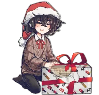 🥳 navidad, regalo, gorro de Papá Noel, anime, dibujos animados whatsapp sticker