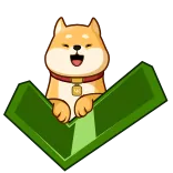 ✅ chien, shiba inu, coche, vert, approbation, mignon, kawaii telegram sticker