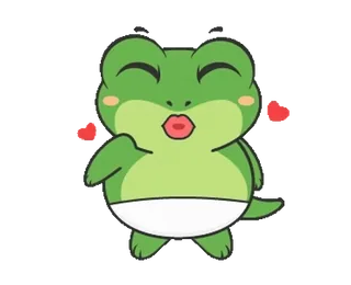 💋 katak, ciuman, imut, kawaii, kartun, binatang, hijau telegram sticker