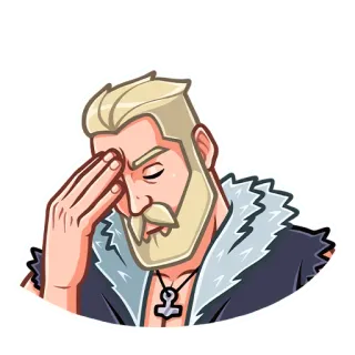 🤦‍♀️ man, blonde, beard, thinking, expression, cartoon whatsapp sticker