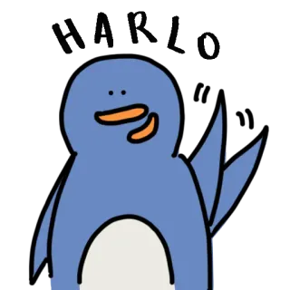 👋 pingouin, oiseau, dessin animé, mignon, animal telegram sticker