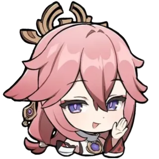 😉 Yae Miko Genshin Impact Anime, Genshin Impact, Yae Miko, Videojuego, Personaje, Chibi telegram sticker