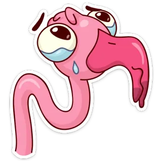 😭 Cartoon, Flamingo, Traurig, Weinend, Rosa, Sticker, Figur telegram sticker