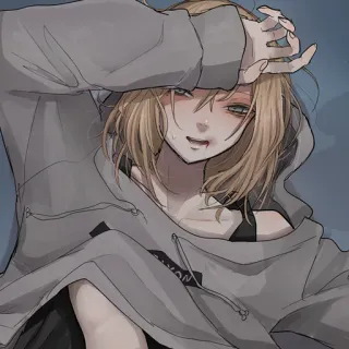 🤕 ANYON anime, character, girl, blonde, hoodie, sweat telegram sticker