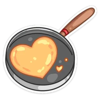 ❤️ coração, frigideira, comida, amor, cozinha, utensílios de cozinha, romântico telegram sticker