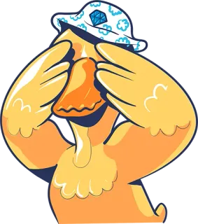 🙈 duck, animal, cartoon, hat, clouds, illustration whatsapp sticker