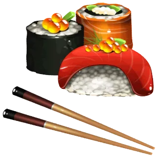 🥗 comida, sushi, palillos, japonés, pescado, arroz telegram sticker