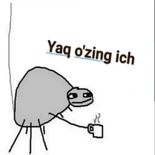 👋 Yaq o'zing ich Meme, Drôle, Araignée, Café, Ouzbek telegram sticker