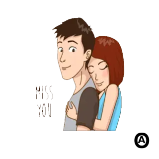 😔 MISS YOU amor, pareja, te extraño, relación, dibujos animados telegram sticker