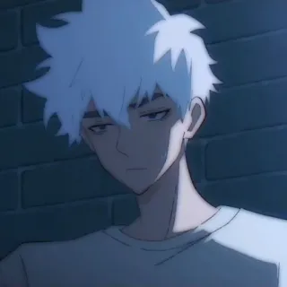 ⏱ Anime, Cartoon, Wit haar, Man, Portret, Kunst telegram sticker