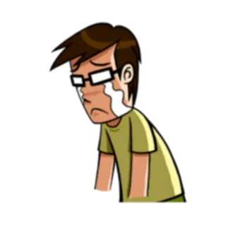 😭 sad, crying, tears, cartoon, person, glasses telegram sticker