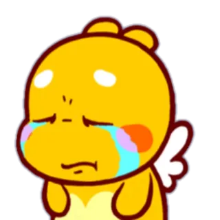 😥 Cartone animato, Piangendo, Triste, Giallo, Ali telegram sticker