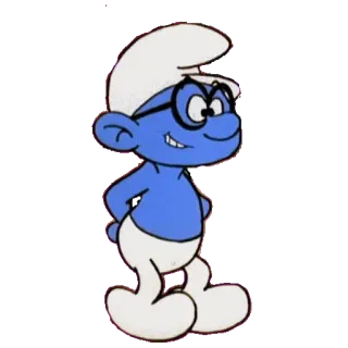 😁 Brainy Smurf The Smurfs puffo, cartone animato, nerd, occhiali, blu telegram sticker