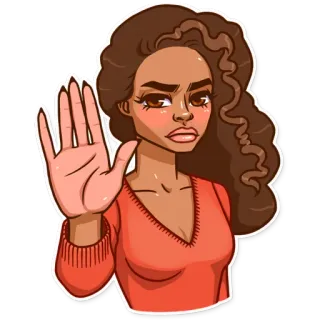 ✋ woman, hand gesture, stop, cartoon, person telegram sticker