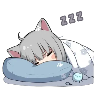 😴 ZZZ cat, anime, sleeping, pillow, cute, kawaii, zzz telegram sticker