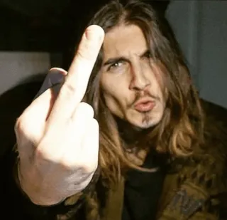 🖕 middle finger, offensive, gesture, person, man, long hair whatsapp sticker