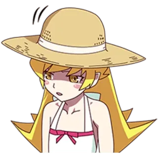😔 Shinobu Oshino Monogatari series Аниме, Персонаж, Синобу Осино, Monogatari, Шляпа, Купальник, Милая, Девушка telegram sticker