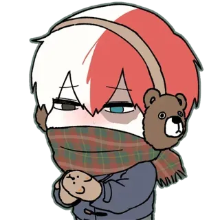 🤒 Shoto Todoroki My Hero Academia Anime, Musim dingin, Penutup telinga, Syal, Lucu, Todoroki whatsapp sticker