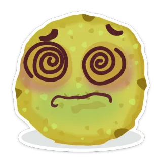 🤢 emoji, dizzy, sick, yellow, cartoon, face, spiral eyes telegram sticker