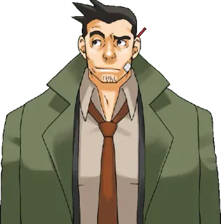 ❓ Dick Gumshoe Ace Attorney detektyw, ślęczak, as adwokat, anime telegram sticker