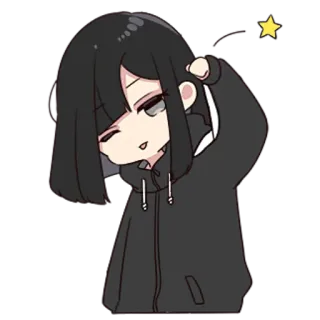 😉 chica anime, lindo, dibujos animados, chica, estrella, pegatina, dibujo whatsapp sticker