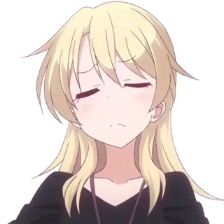😞 anime, cabelo loiro, garota, triste, desenho animado, feminino, personagem telegram sticker