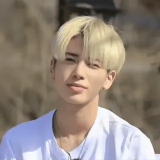 😐 personne, cheveux blonds, portrait, coréen, asiatique, homme, garçon telegram sticker