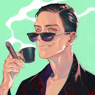 🚬 мужчина, сигара, солнцезащитные очки, курение, портрет, чашка telegram sticker