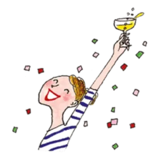 😃 праздник, тост, вечеринка, женщина, напиток, ура, веселье telegram sticker