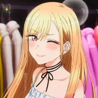😉 @OIariuss_ Anime, Ragazza, Bionda, Occhiolino telegram sticker