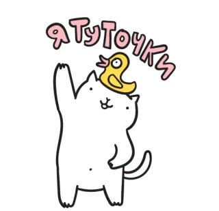 🙋 Я ТУТОЧКИ chat, canard, mignon, animal, dessin animé telegram sticker