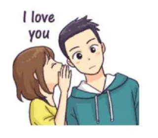 😌 I love you love, couple, romance, cartoon, affection, relationship telegram sticker