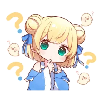 ❔ anime, cartoon, question, cute, blonde, kawaii, chibi telegram sticker