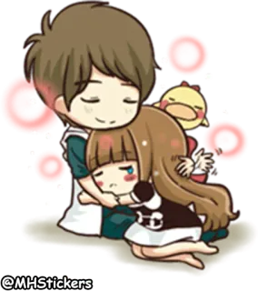 😇 Anime, Dibujos animados, Pareja, Lindo, Abrazo whatsapp sticker