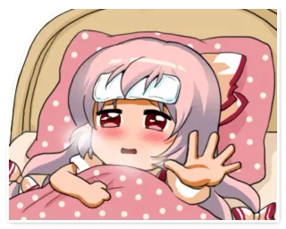 🤒 аниме, девушка, больная, кровать, милая, бинт telegram sticker