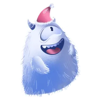 😁 monstruo, un ojo, lindo, dibujos animados, navidad, gorro de santa whatsapp sticker