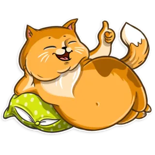 😀 gato, almohada, animal, lindo, perezoso telegram sticker