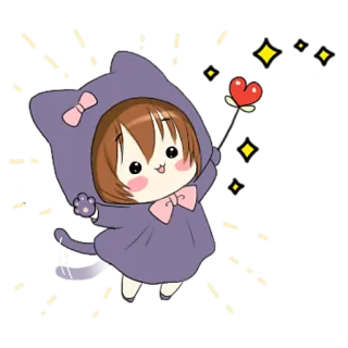 ❤️ dibujos animados, gato, lindo, anime, kawaii telegram sticker