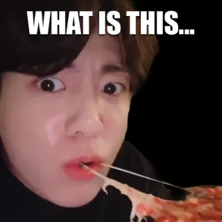 🍕 Jungkook WHAT IS THIS... jungkook, 피자, 음식, 밈, 먹방, kpop, 웃긴 telegram sticker